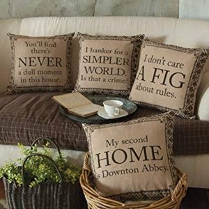 Downton Abbey Burlap Pillow COVERS  Set of 2